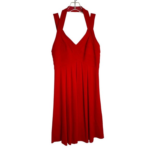 Muse Dresses & Skirts - Muse Womens Red Fit and Flare Halter Partially Lined Knit Dress Size 8